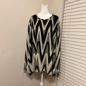 Vintage 80s Niche Nilgun Derman geometric avant garde wavy gray tunic size XL